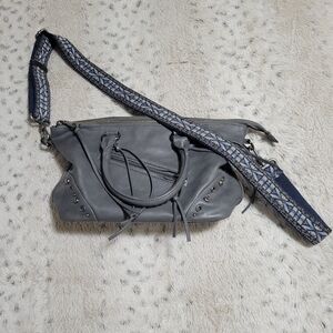 LD Gray Leather Crossbody Bag